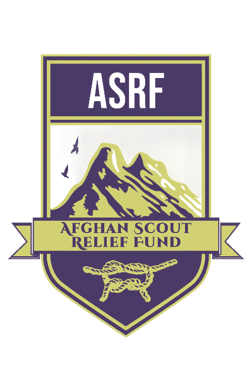Afghan Scout Relief Fund logo — a scout shield with mountains and the ASRF banner