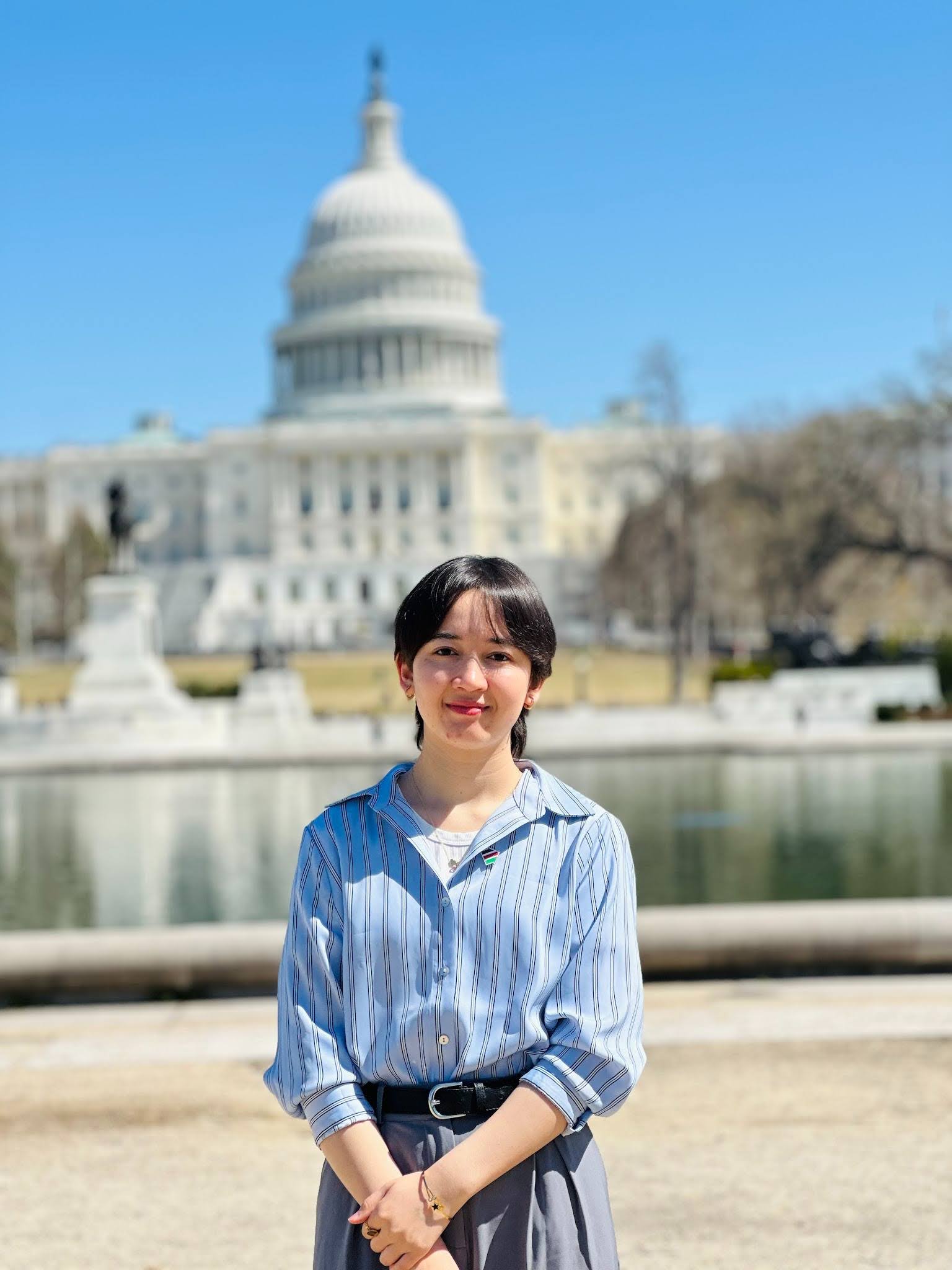 Humaira standing outside the United States Capitol