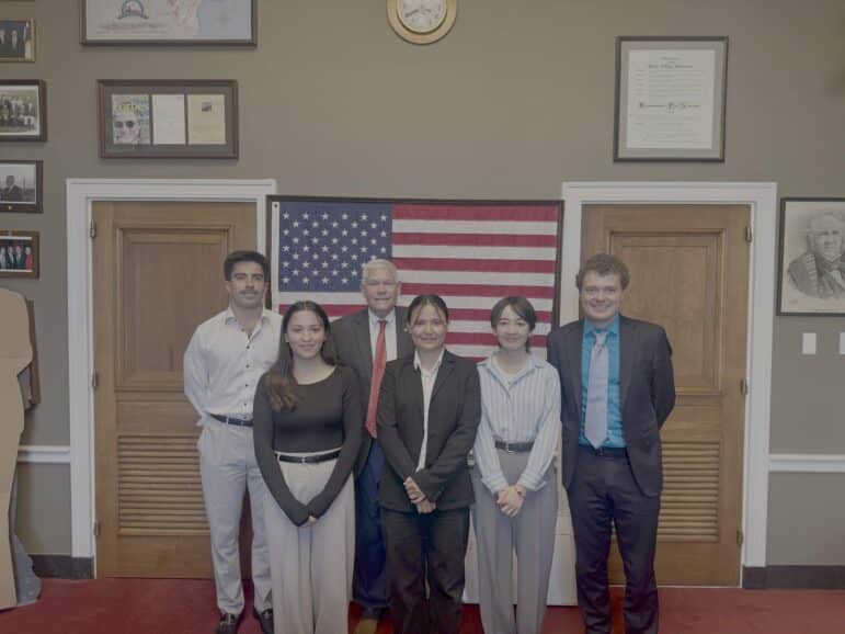 Congressman Pete Sessions and staffer Albert Mercer with ASRF students and Aydin Gates in his office