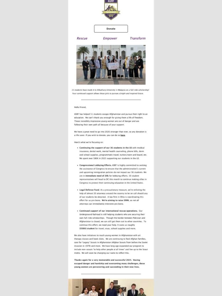 Cover of the ASRF newsletter: ASRF Helps 51 Students Pursue a Brighter Future