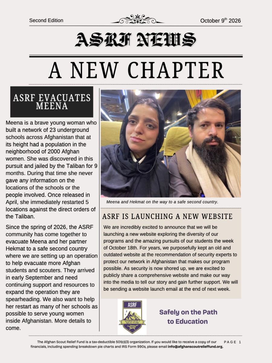 Cover of the October 2026 ASRF newsletter, A New Chapter